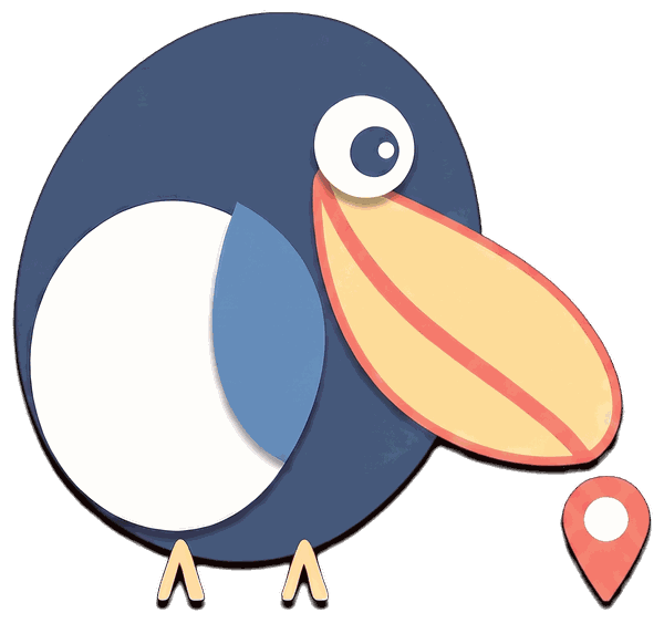 Le toucan PIN indique les lieux proches